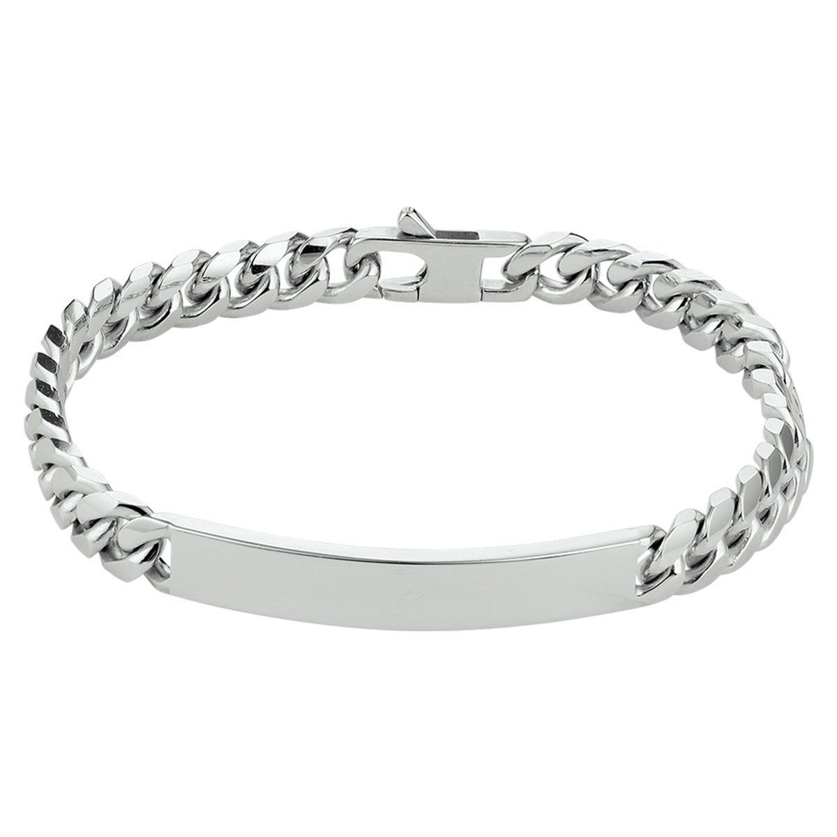 Fantasy Collection Graveerarmband gourmette 6 zijdes geslepen plaat 7,0 mm 20,5 cm zilver
