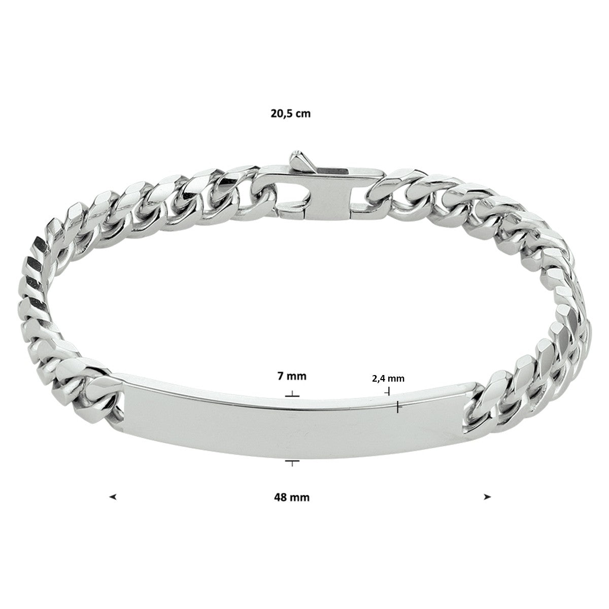 Fantasy Collection Graveerarmband gourmette 6 zijdes geslepen plaat 7,0 mm 20,5 cm zilver