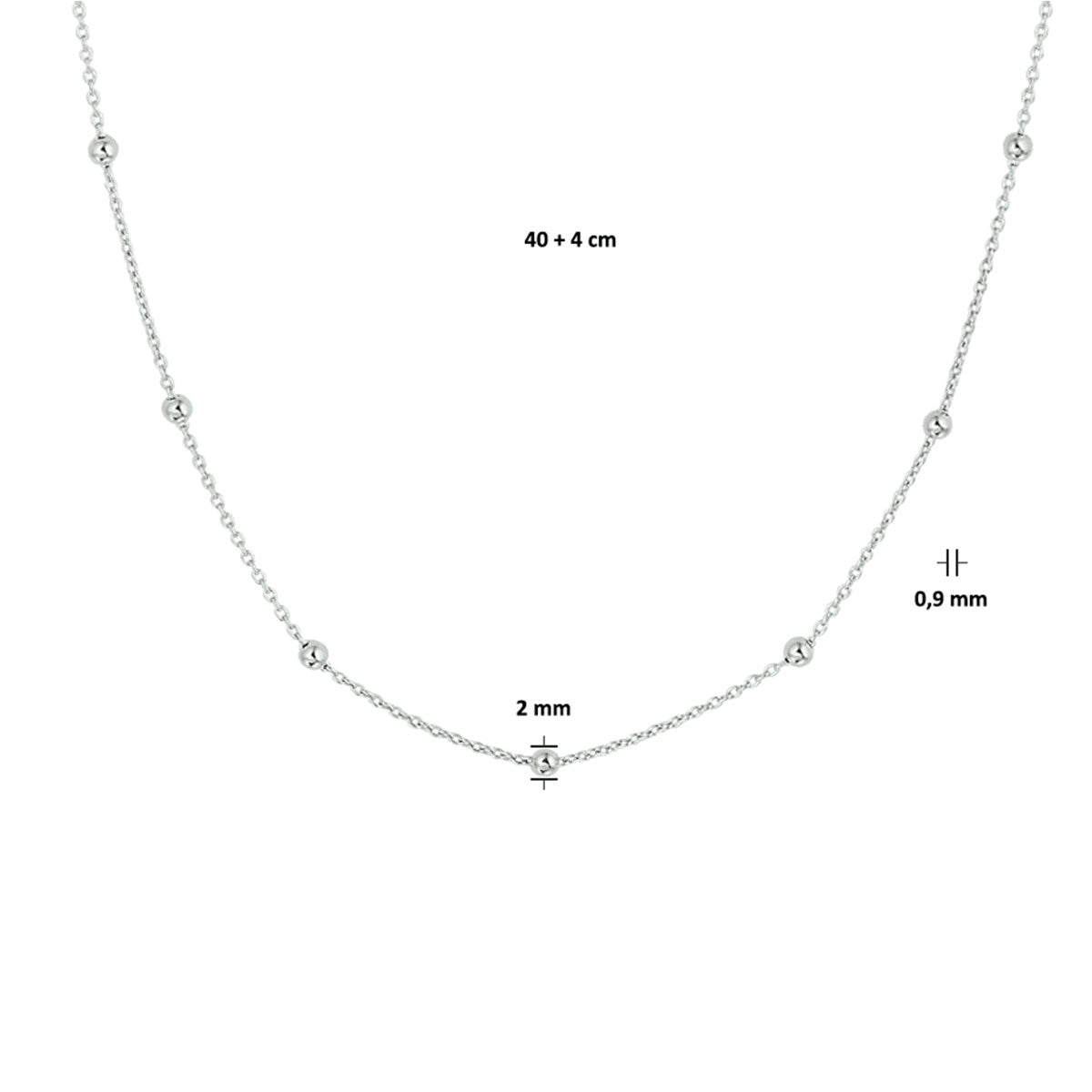 Fantasy Collection Collier bolletjes 2,0 mm 40 + 4 cm zilver