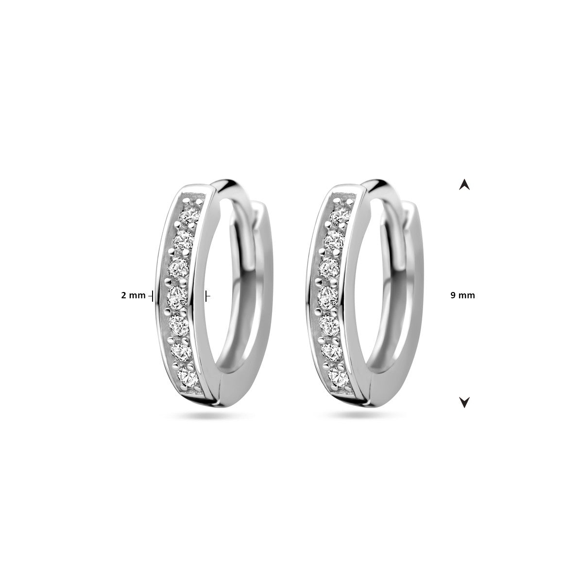 Fantasy Collection Oorbellen zirkonia 9 mm zilver