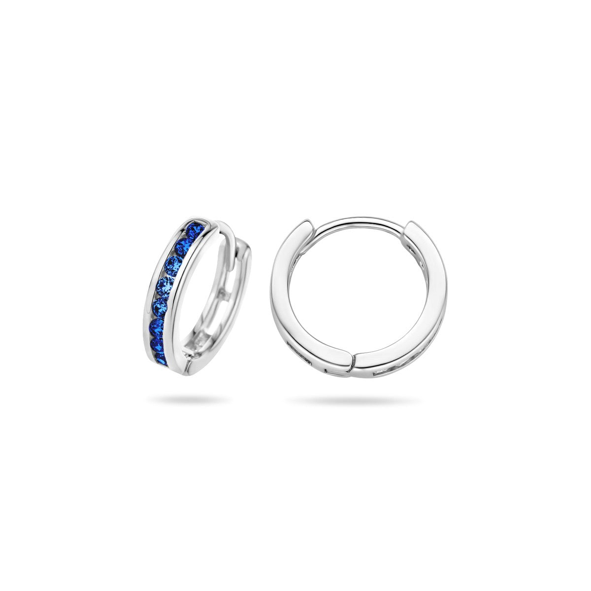 Oorbellen synth. saffier 12,5 mm zilver