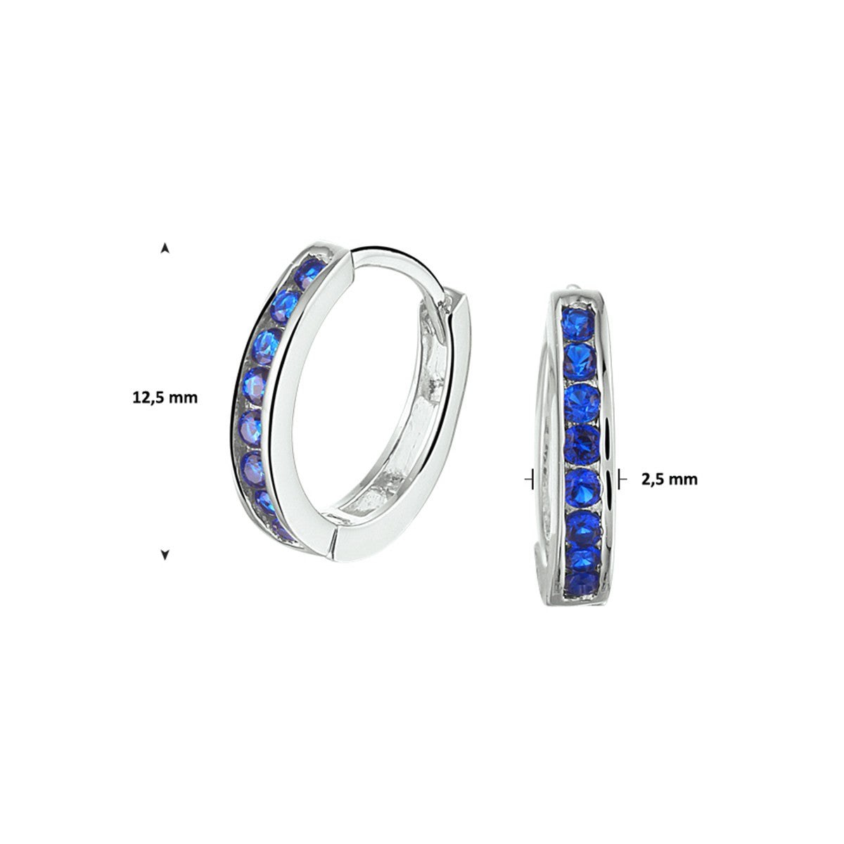 Fantasy Collection Oorbellen synth. saffier 12,5 mm zilver