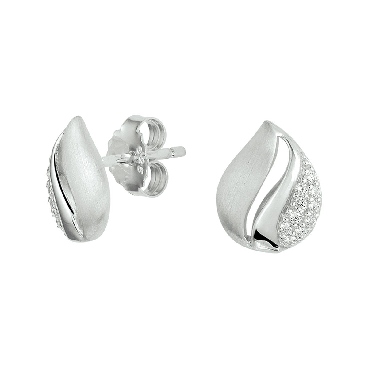 Fantasy Collection Oorbellen zirkonia poli/mat zilver