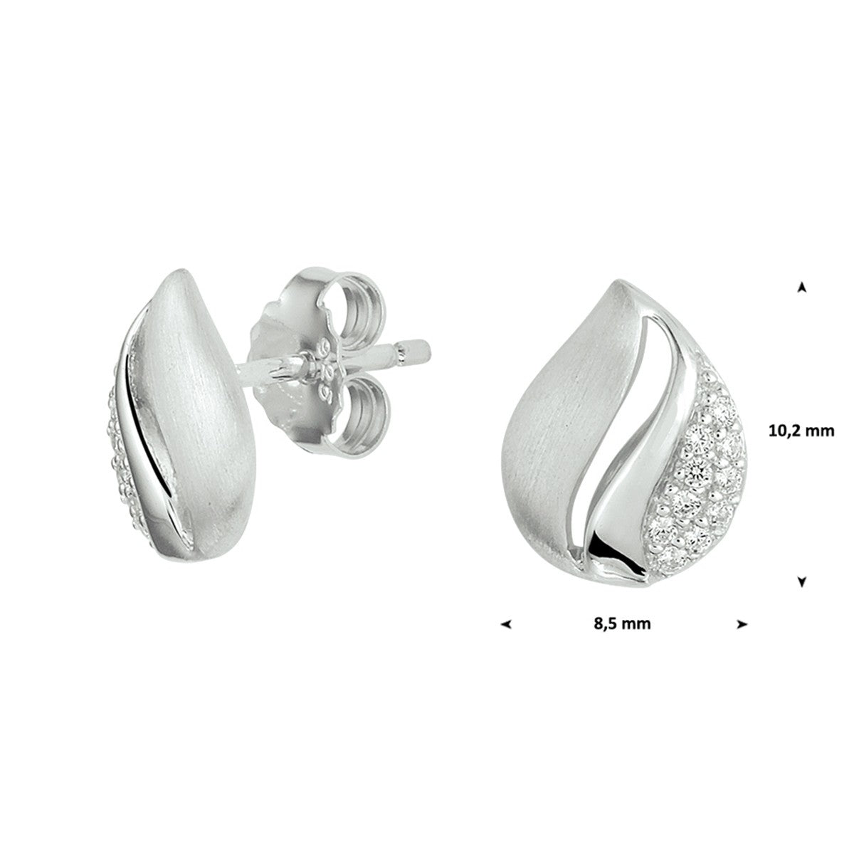 Fantasy Collection Oorbellen zirkonia poli/mat zilver