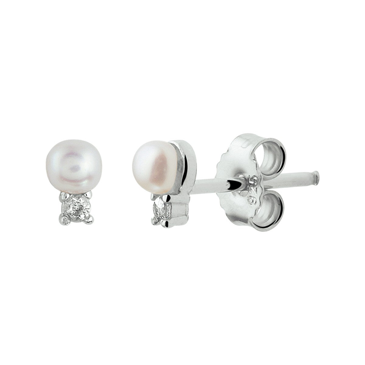 Fantasy Collection Oorbellen parel en zirkonia zilver