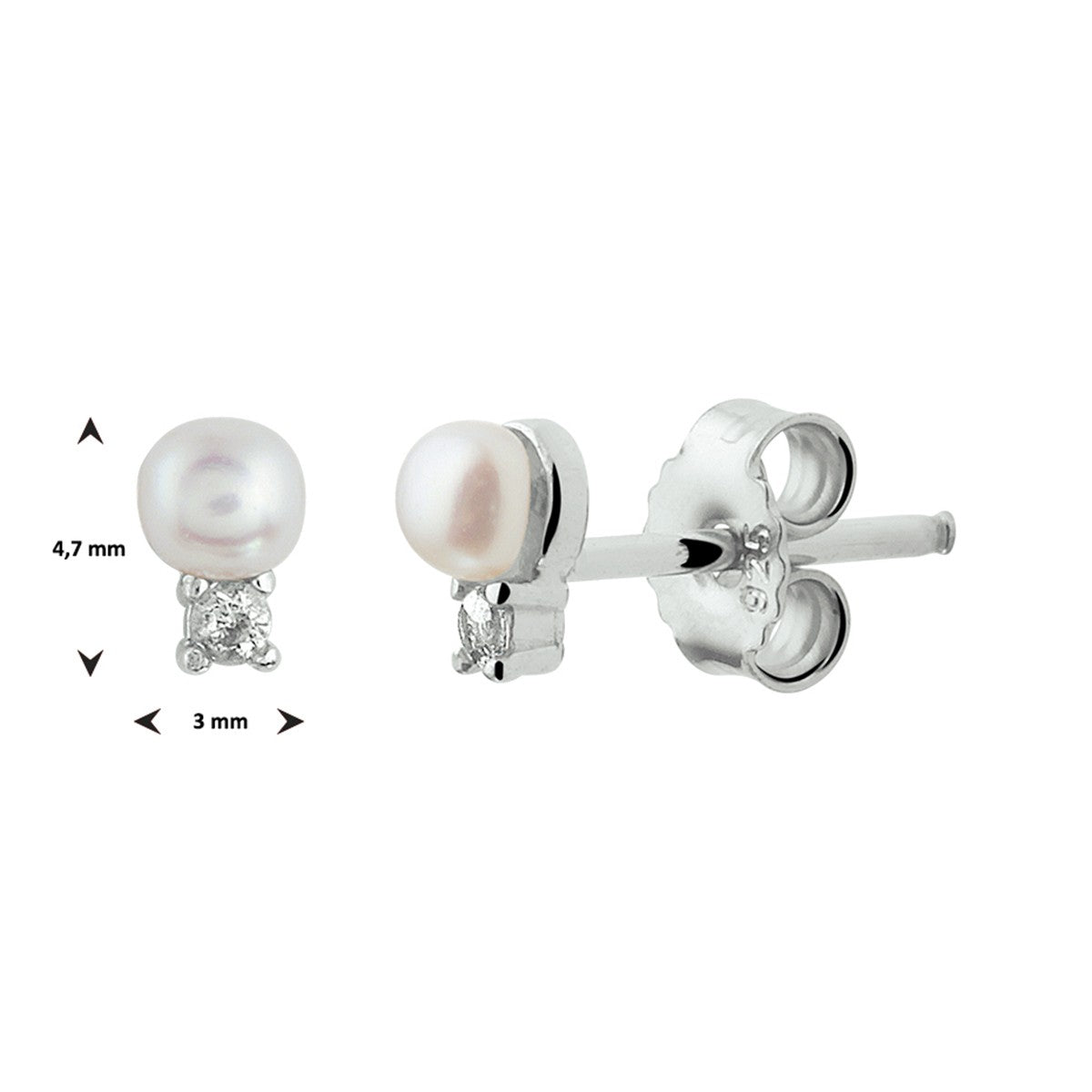 Fantasy Collection Oorbellen parel en zirkonia zilver