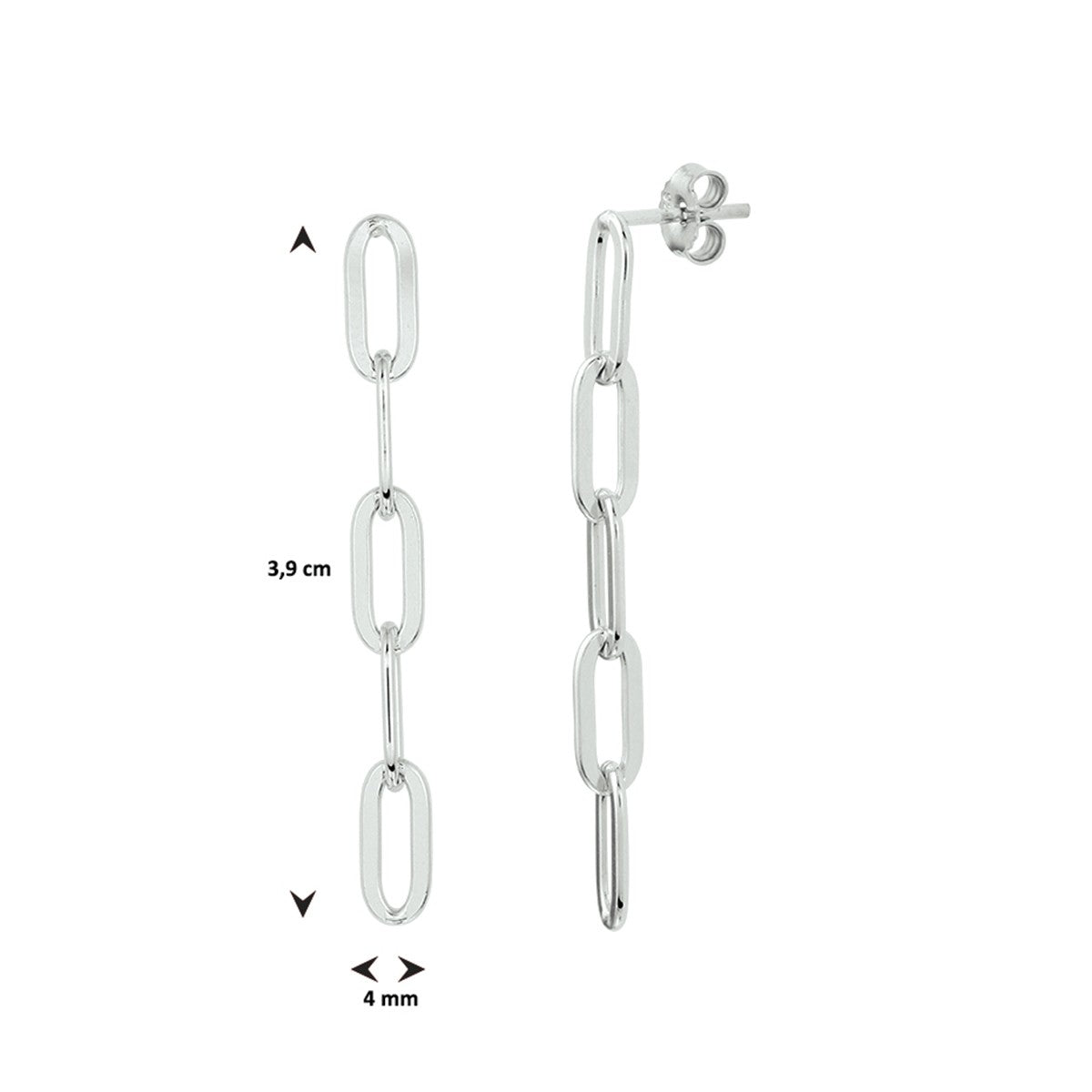 Fantasy Collection Hangende oorbellen paperclip zilver