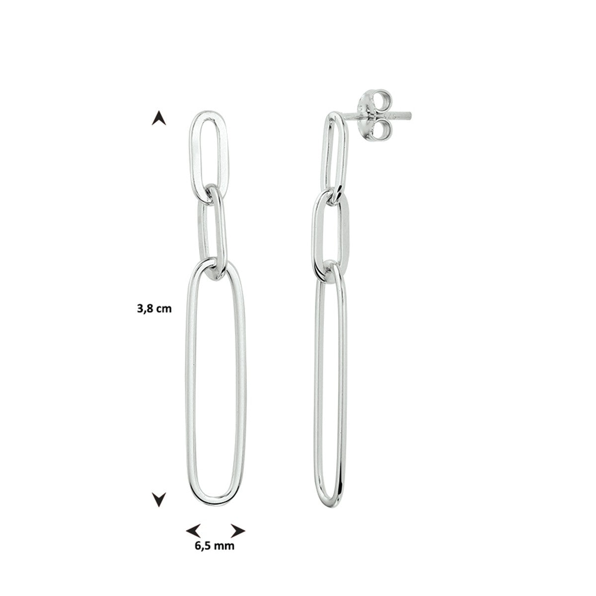 Fantasy Collection Hangende oorbellen paperclip zilver