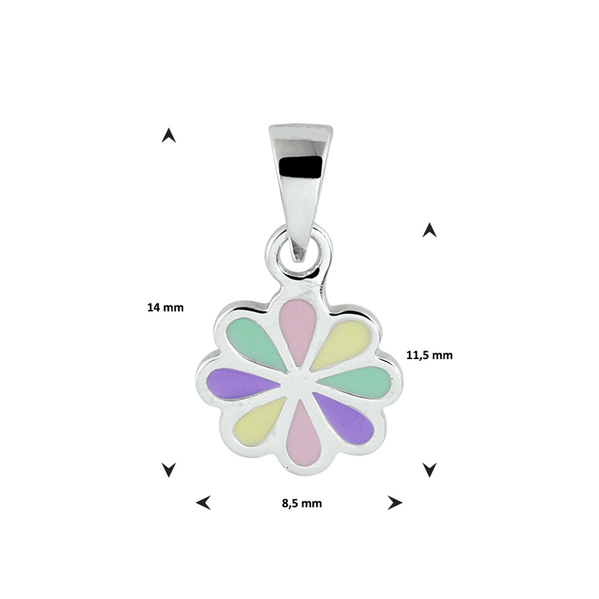 Fantasy Collection Hanger bloem emaille zilver