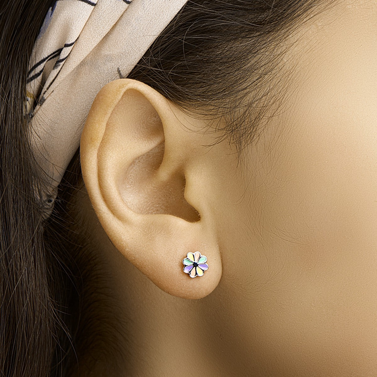Fantasy Collection Oorbellen bloem emaille zilver - PSN1332037