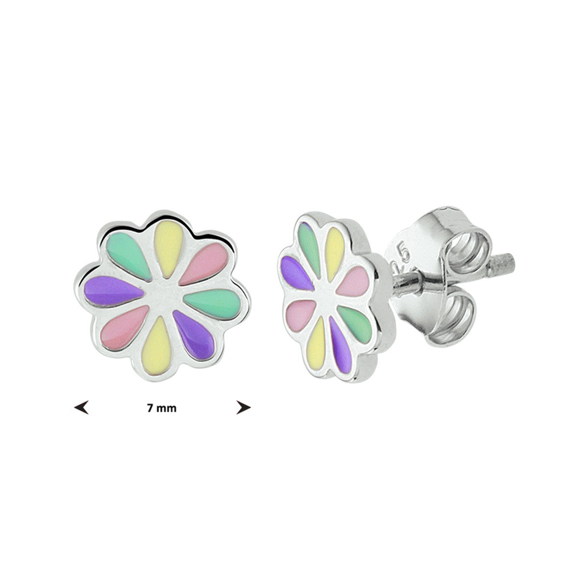 Fantasy Collection Oorbellen bloem emaille zilver - PSN1332037