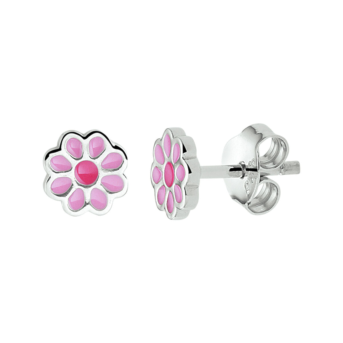 Fantasy Collection Oorbellen bloem emaille zilver