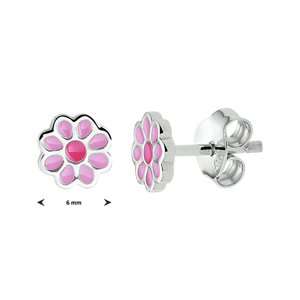 Fantasy Collection Oorbellen bloem emaille zilver