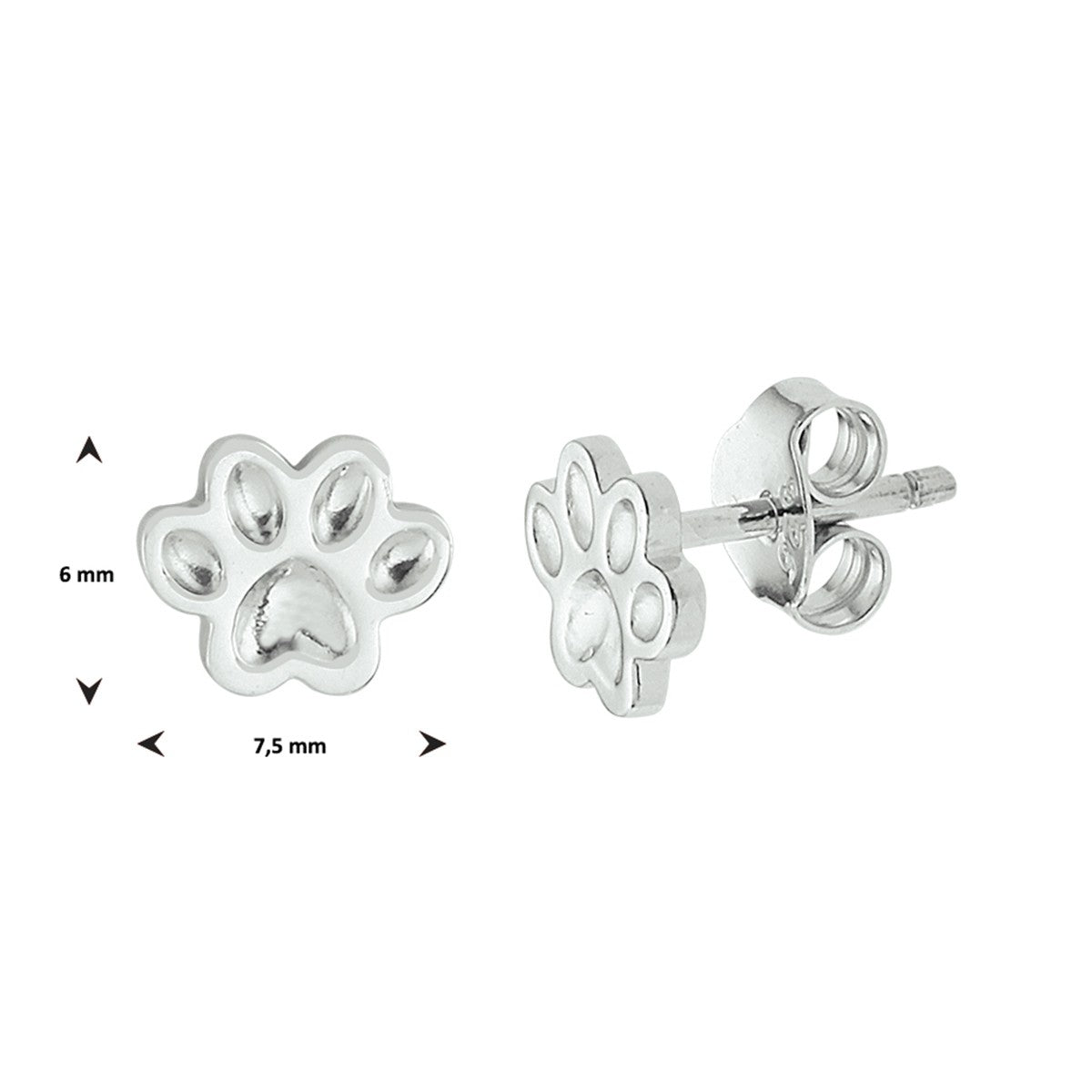 Fantasy Collection Oorbellen hondenpoot 6 mm zilver - PSN1332041