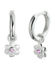 Zilver Gerhodineerd Oorringen Bloem Roze Zirkonia 1332044 - PansiteNederland.nl