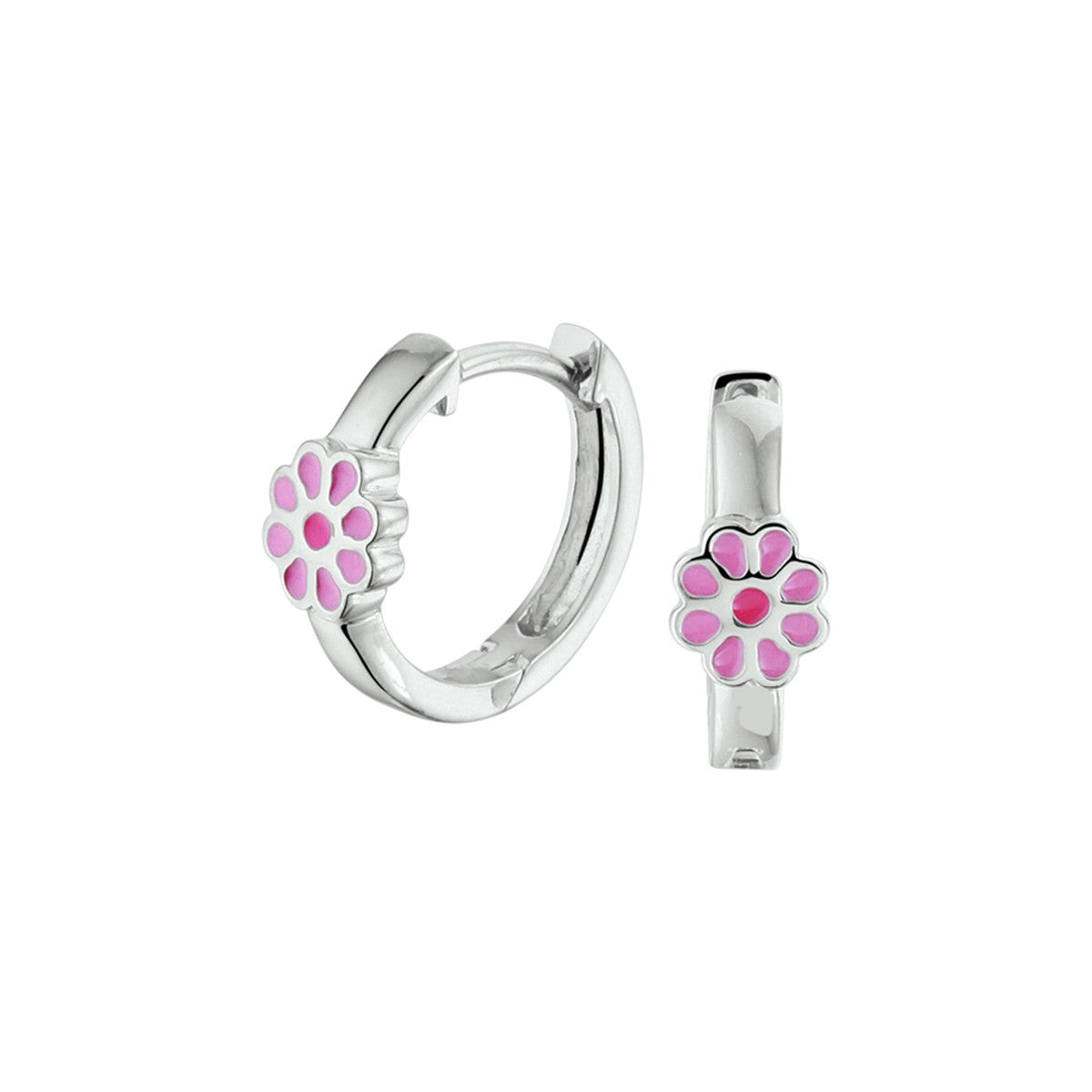 Fantasy Collection Oorbellen bloem emaille 12 mm zilver