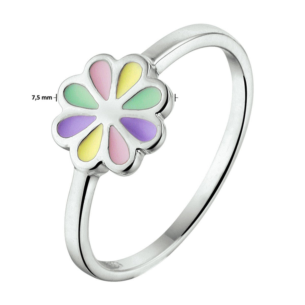 Fantasy Collection Ring bloem emaille zilver