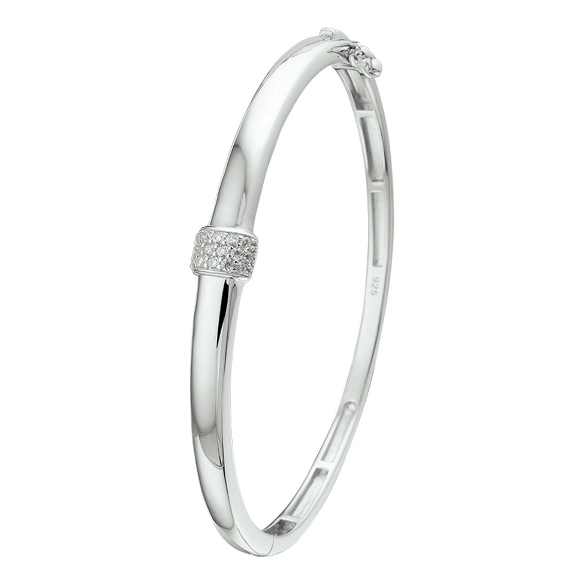 Fantasy Collection Bangle scharnier zirkonia 7,5 x 60 mm zilver