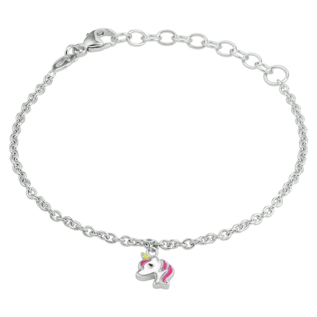 Fantasy Collection Armband eenhoorn emaille 13 + 3 cm zilver