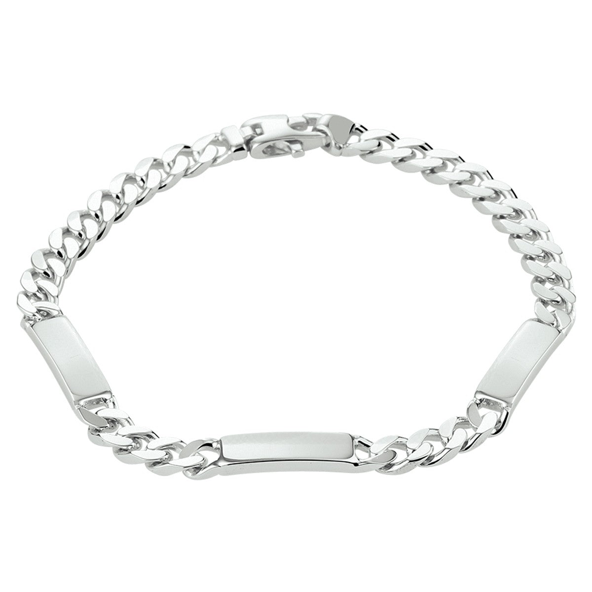 Fantasy Collection Graveerarmband gourmette 6 zijdes geslepen plaat 5,0 mm zilver