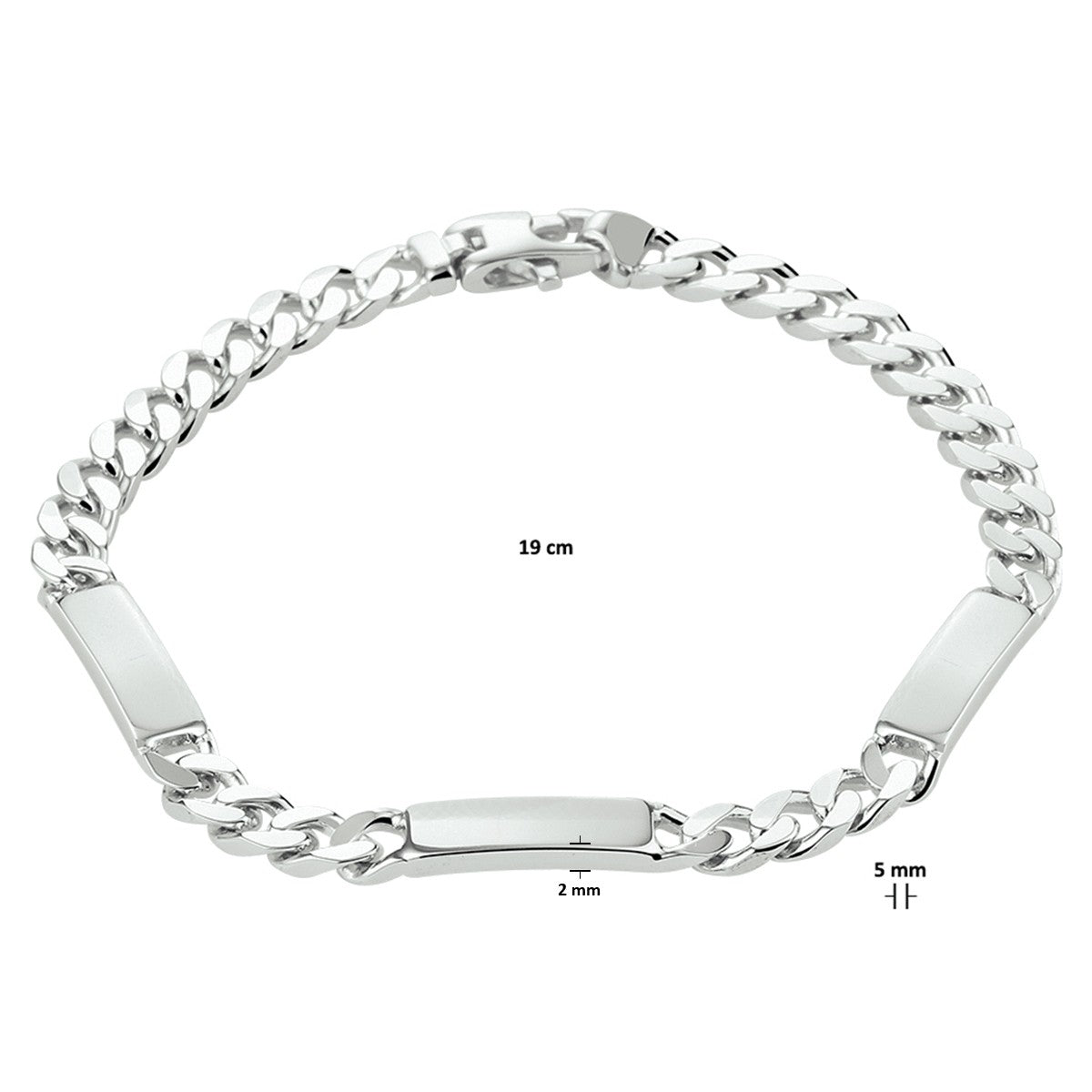 Fantasy Collection Graveerarmband gourmette 6 zijdes geslepen plaat 5,0 mm zilver