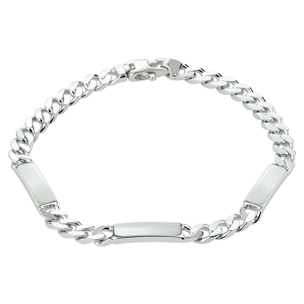 Fantasy Collection Graveerarmband gourmette 6 zijdes geslepen plaat 5,0 mm zilver