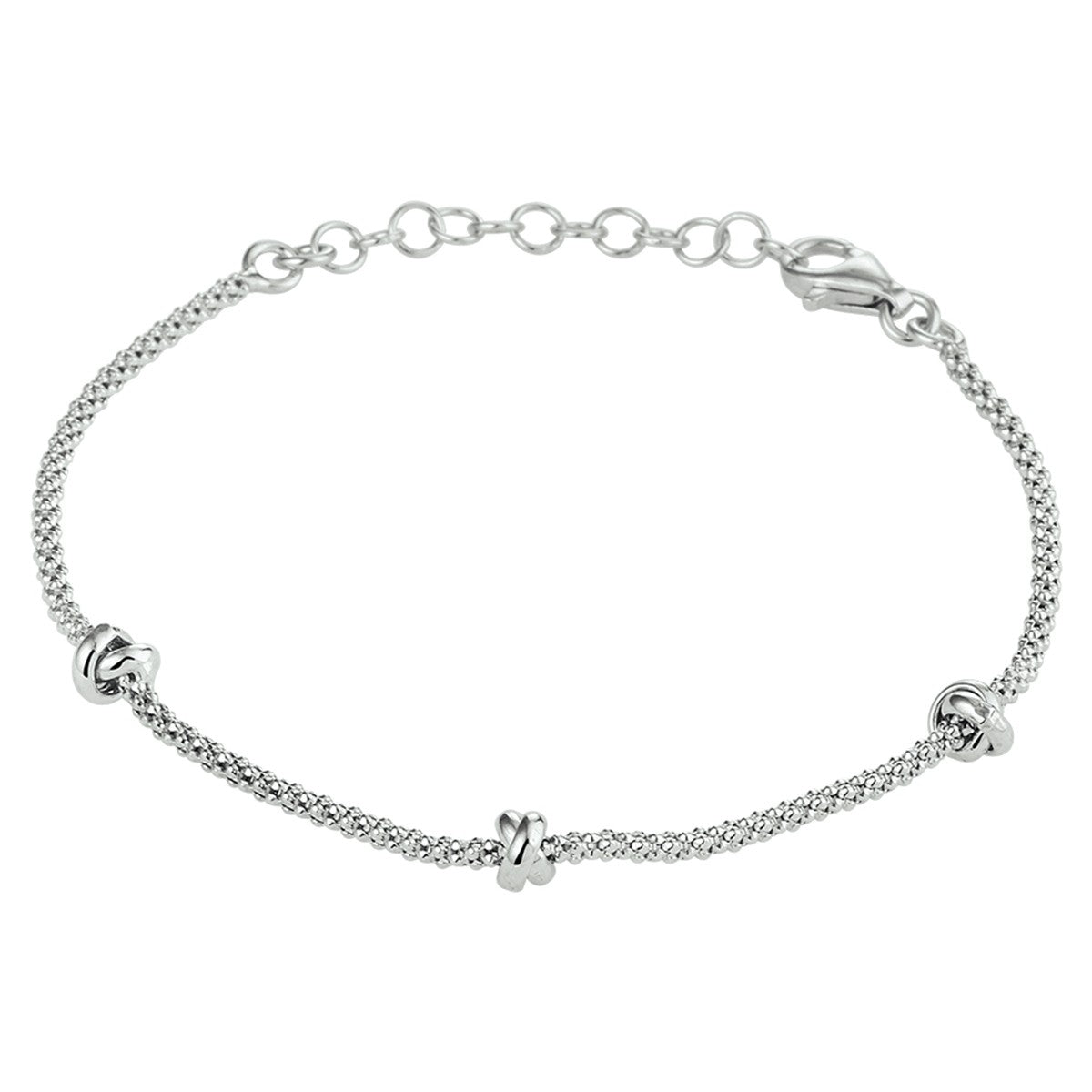 Fantasy Collection Armband knopen 4,5 mm 16 + 3 cm zilver