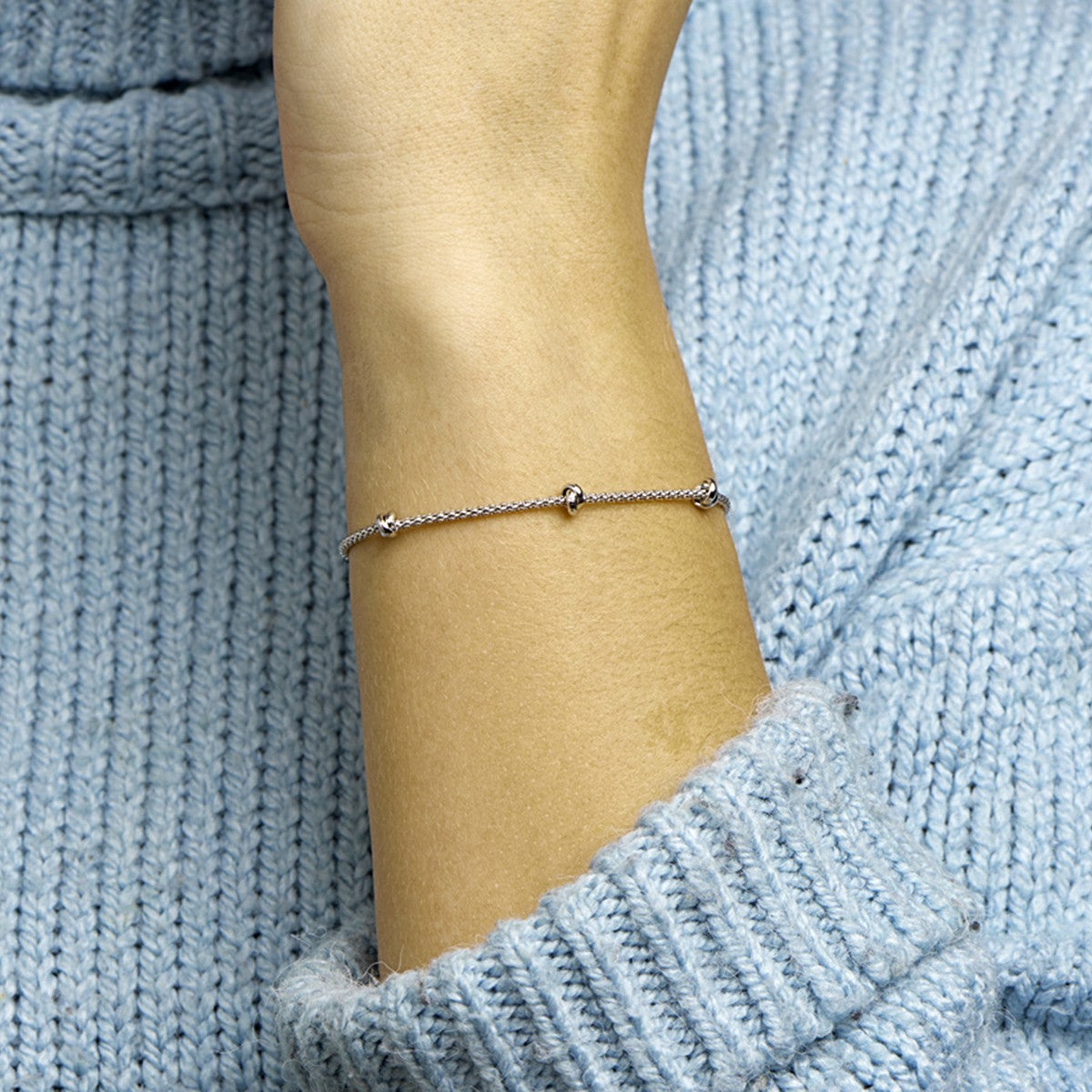 Fantasy Collection Armband knopen 4,5 mm 16 + 3 cm zilver
