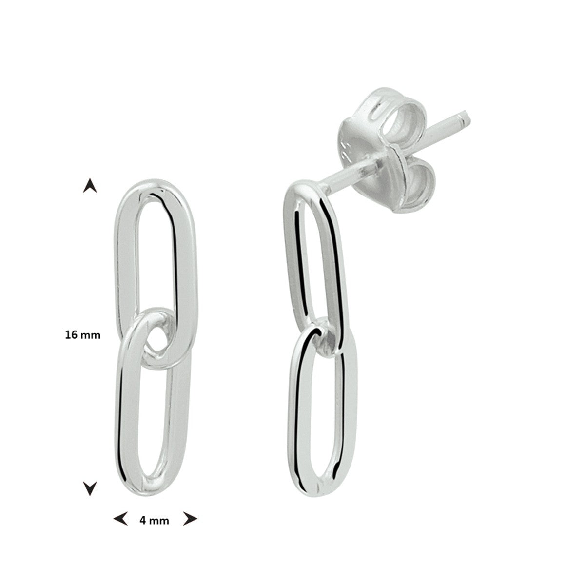 Fantasy Collection Hangende oorbellen paperclip zilver