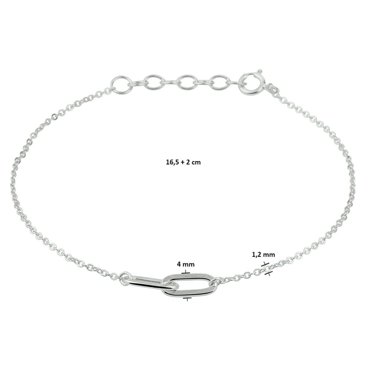 Fantasy Collection Armband 1,2 mm 16,5 + 2 cm zilver