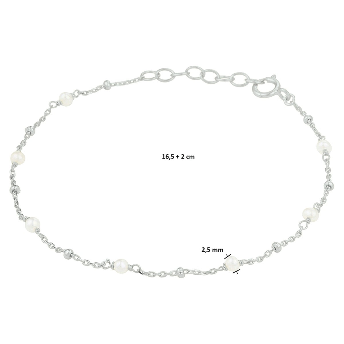 Fantasy Collection Armband parel 16,5 + 2 cm zilver