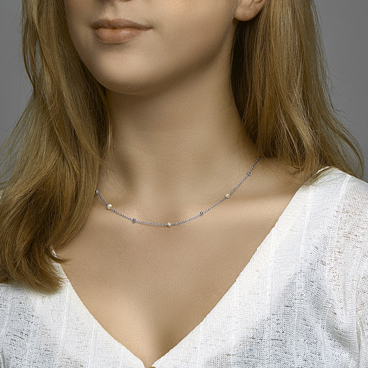 Fantasy Collection Collier parel 41 + 4 cm zilver