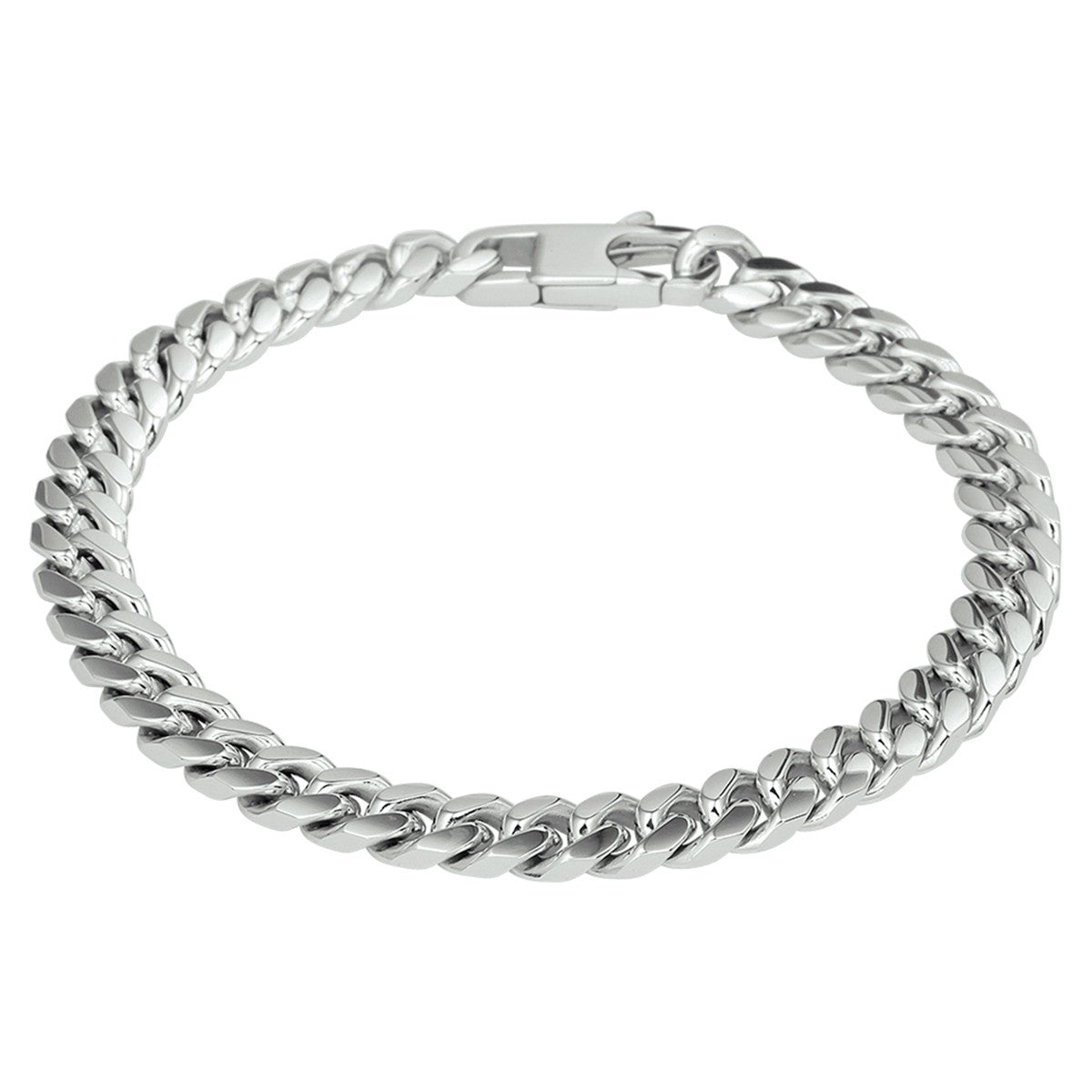 Fantasy Collection Armband gourmette 6 zijdes geslepen 6,6 mm 19,5 cm zilver