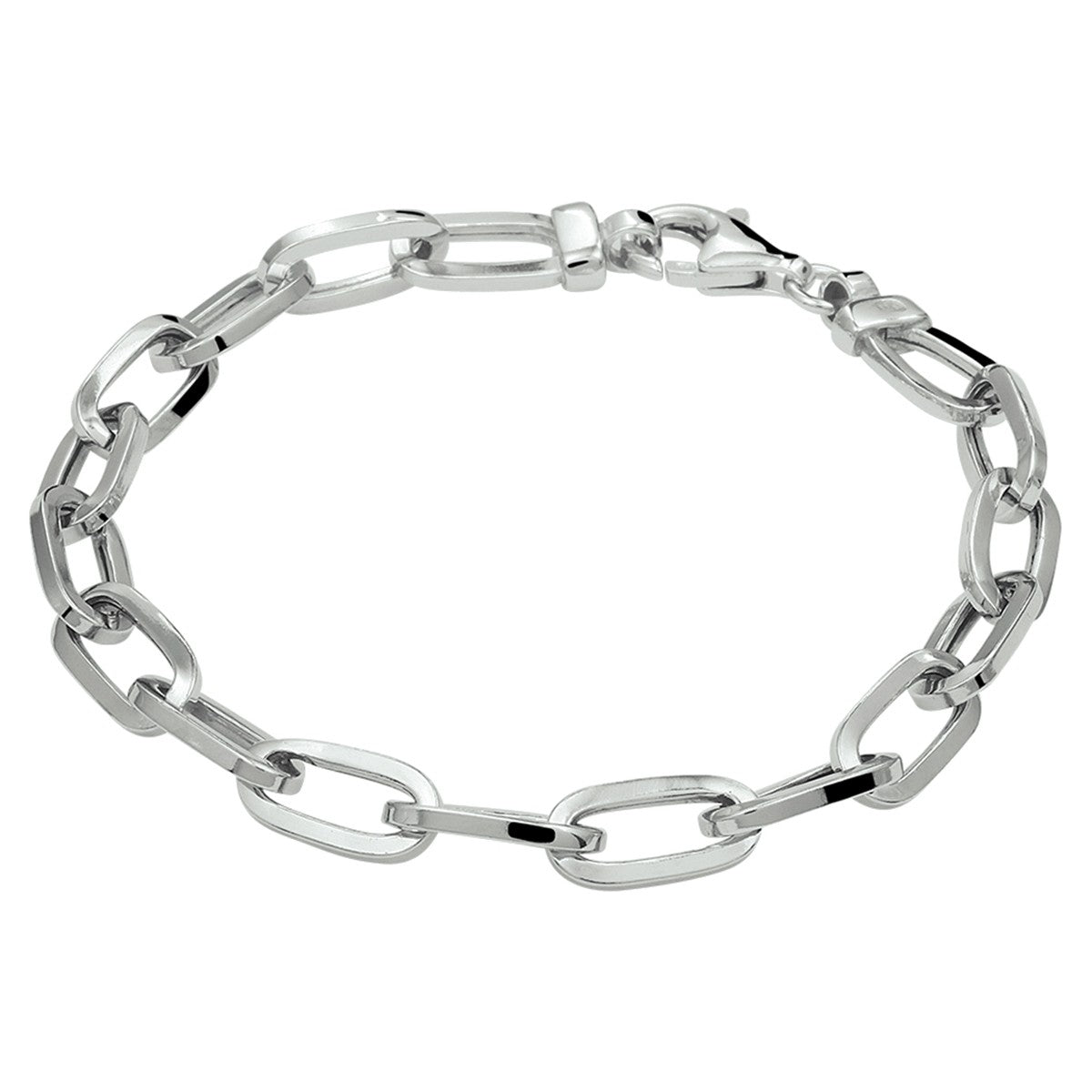 Zilver Gerhodineerd Armband Paperclip Vierkante Buis 6,5 Mm 19 Cm 1332400 - PansiteNederland.nl