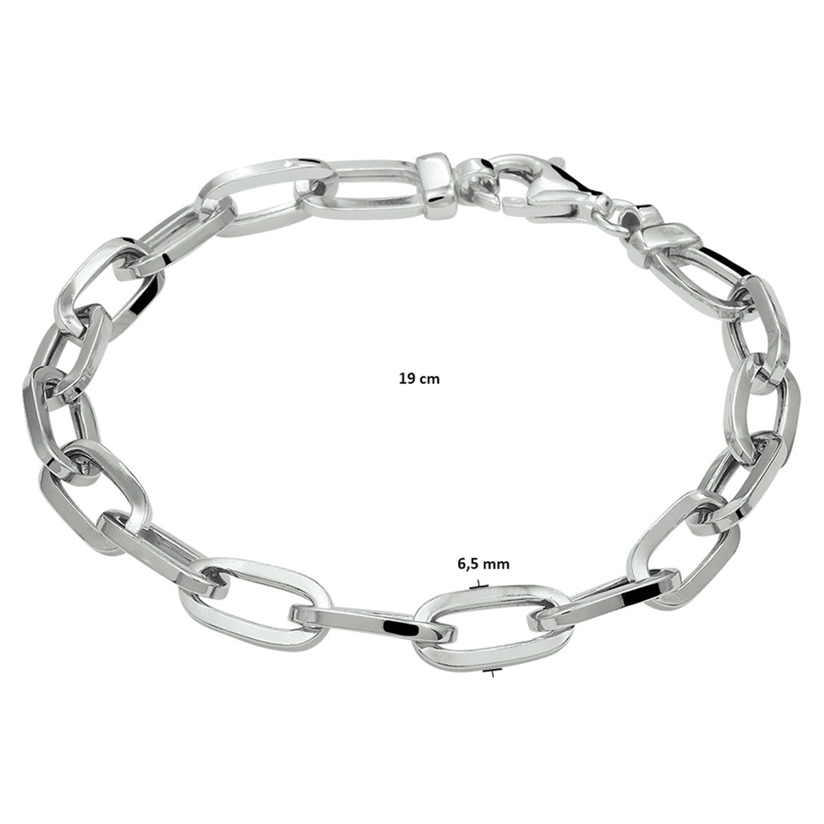 Zilver Gerhodineerd Armband Paperclip Vierkante Buis 6,5 Mm 19 Cm 1332400 - PansiteNederland.nl