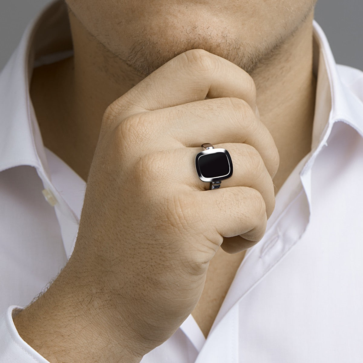 Fantasy Collection Zegelring massief onyx zilver
