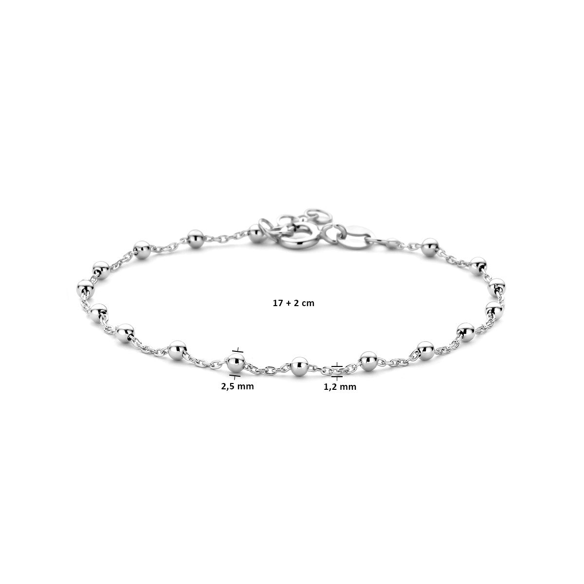 Fantasy Collection Armband bolletjes 2,5 mm 17 + 2 cm zilver