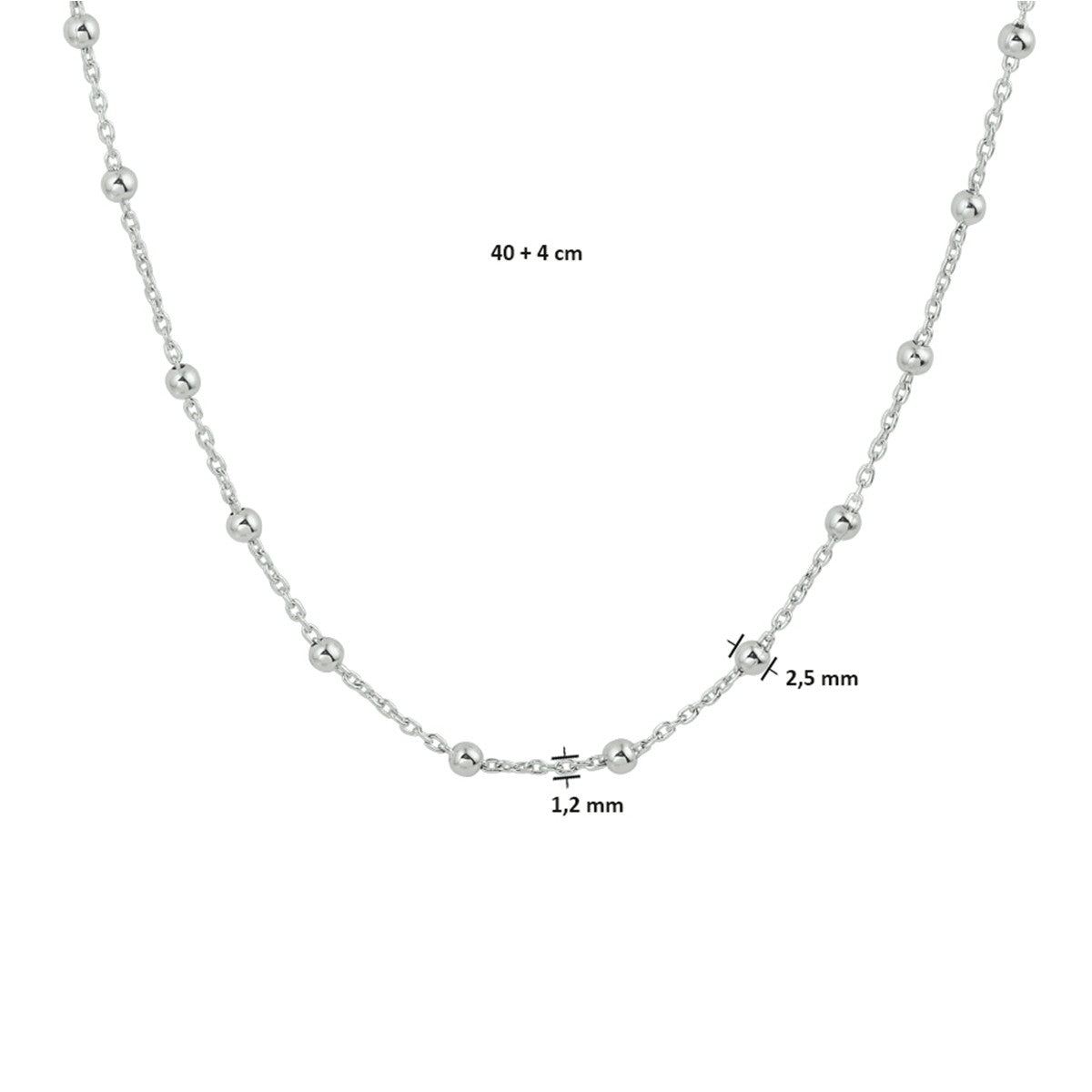 Fantasy Collection Collier bolletjes 2,5 mm 40 + 4 cm zilver
