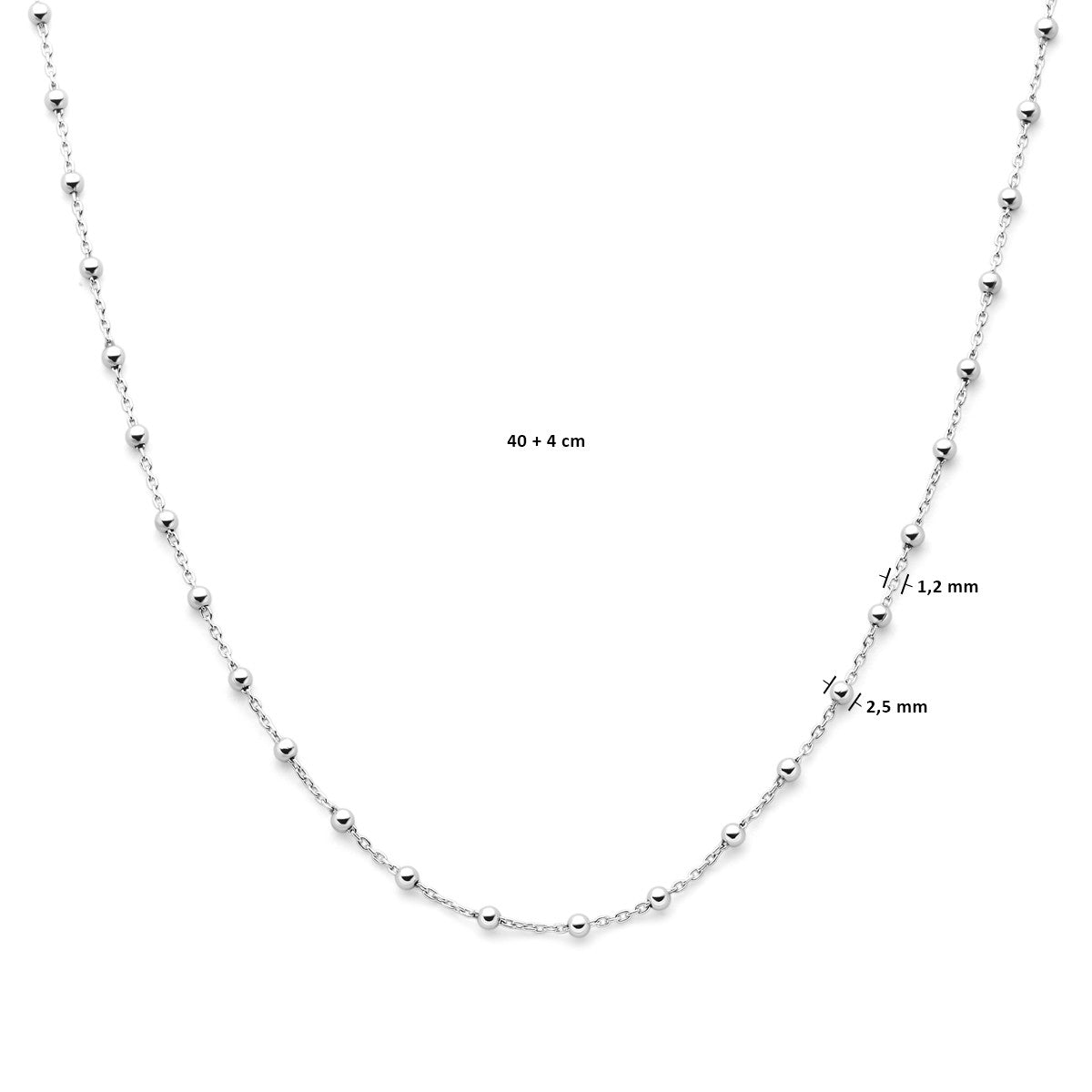 Fantasy Collection Collier bolletjes 2,5 mm 40 + 4 cm zilver