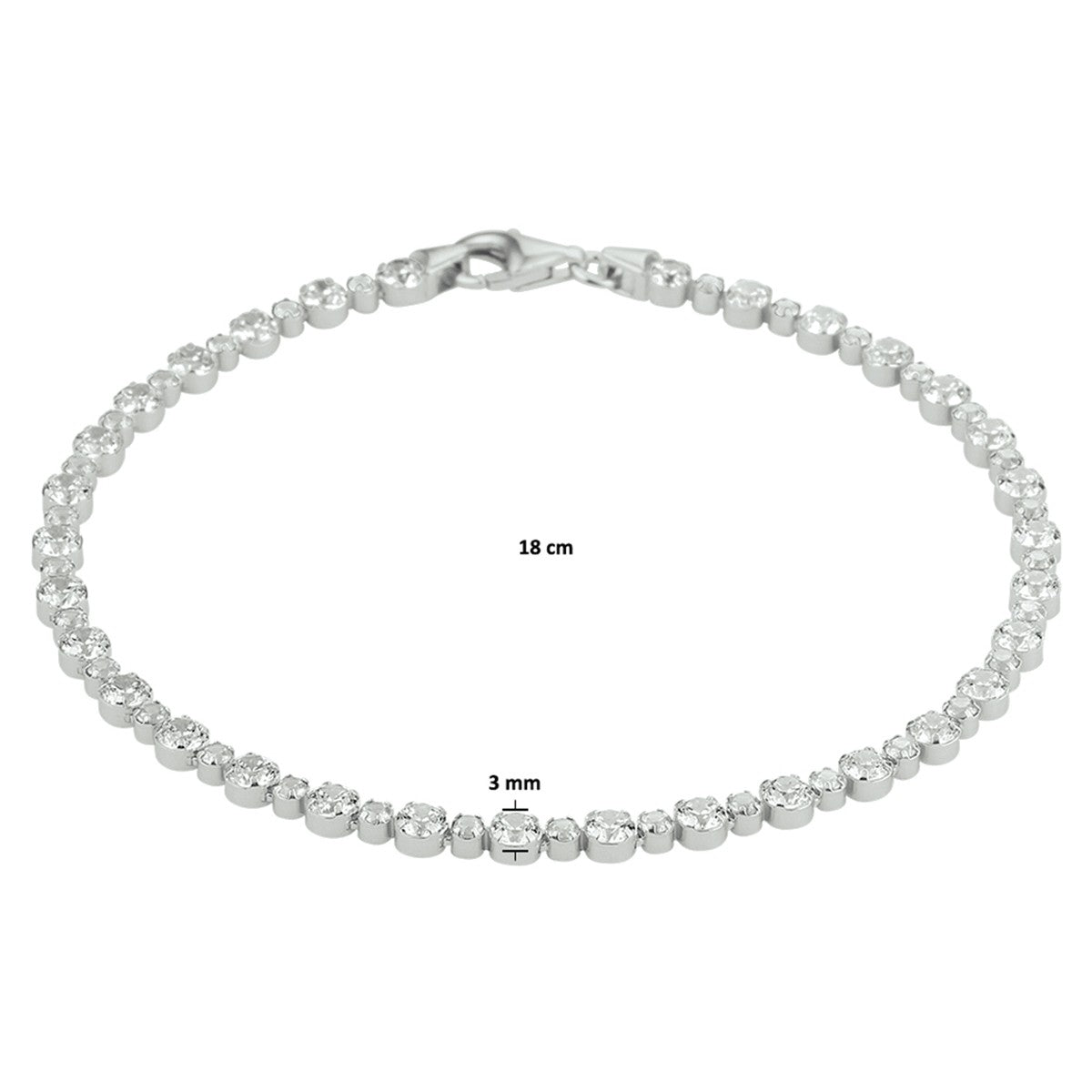 Fantasy Collection Tennisarmband zirkonia 3,0 mm 18 cm zilver