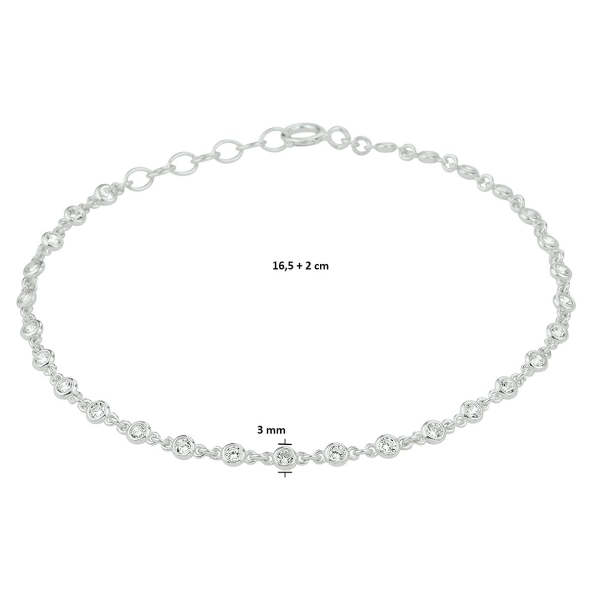 Fantasy Collection Armband zirkonia 16,5 + 2 cm zilver