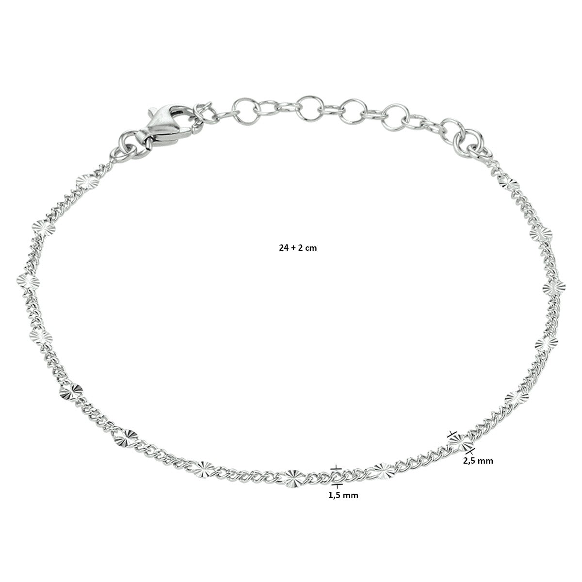 Fantasy Collection Enkelbandje 2,5 mm 24 + 2 cm zilver - PSN1332720