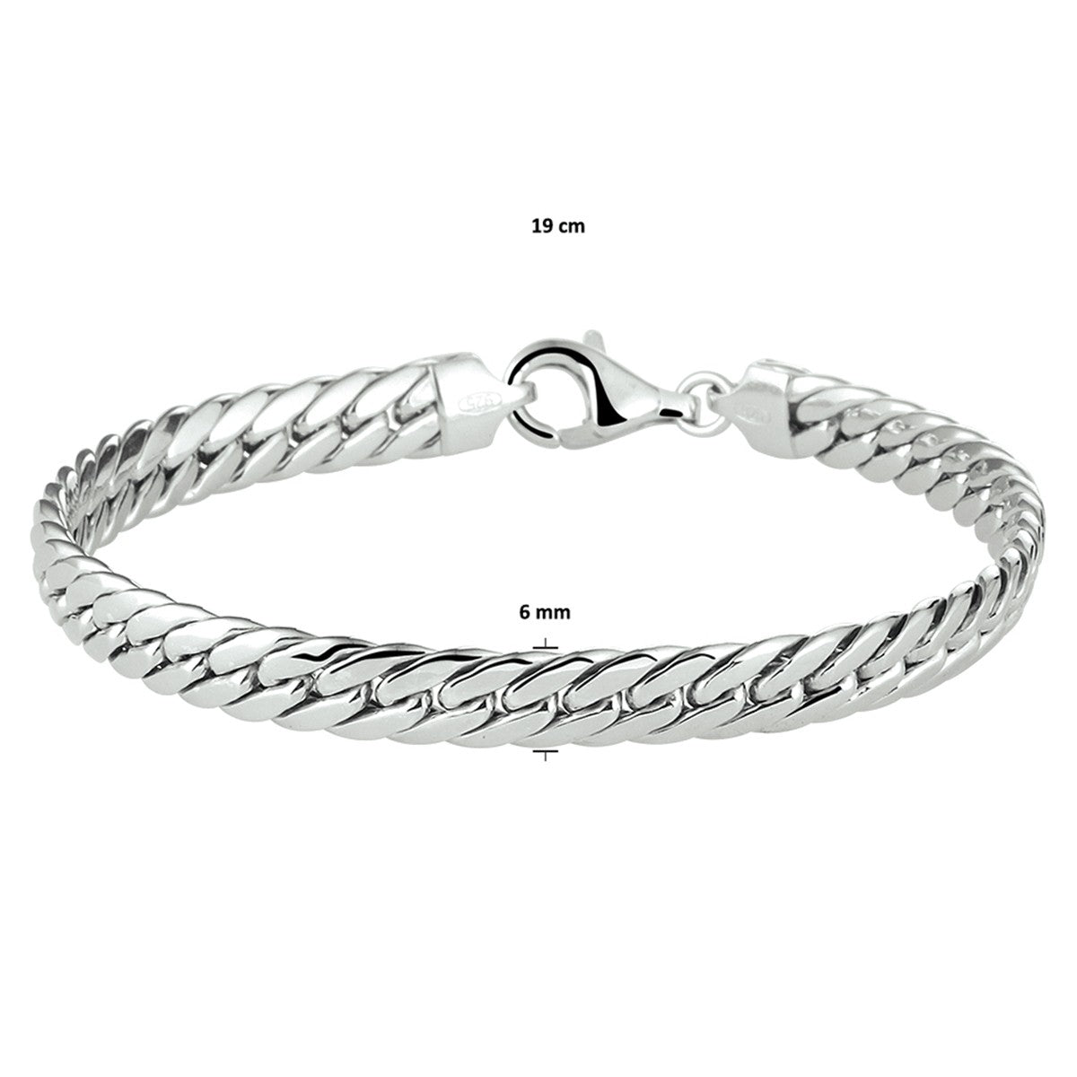 Fantasy Collection Armband gourmette 6,0 mm 19 cm zilver