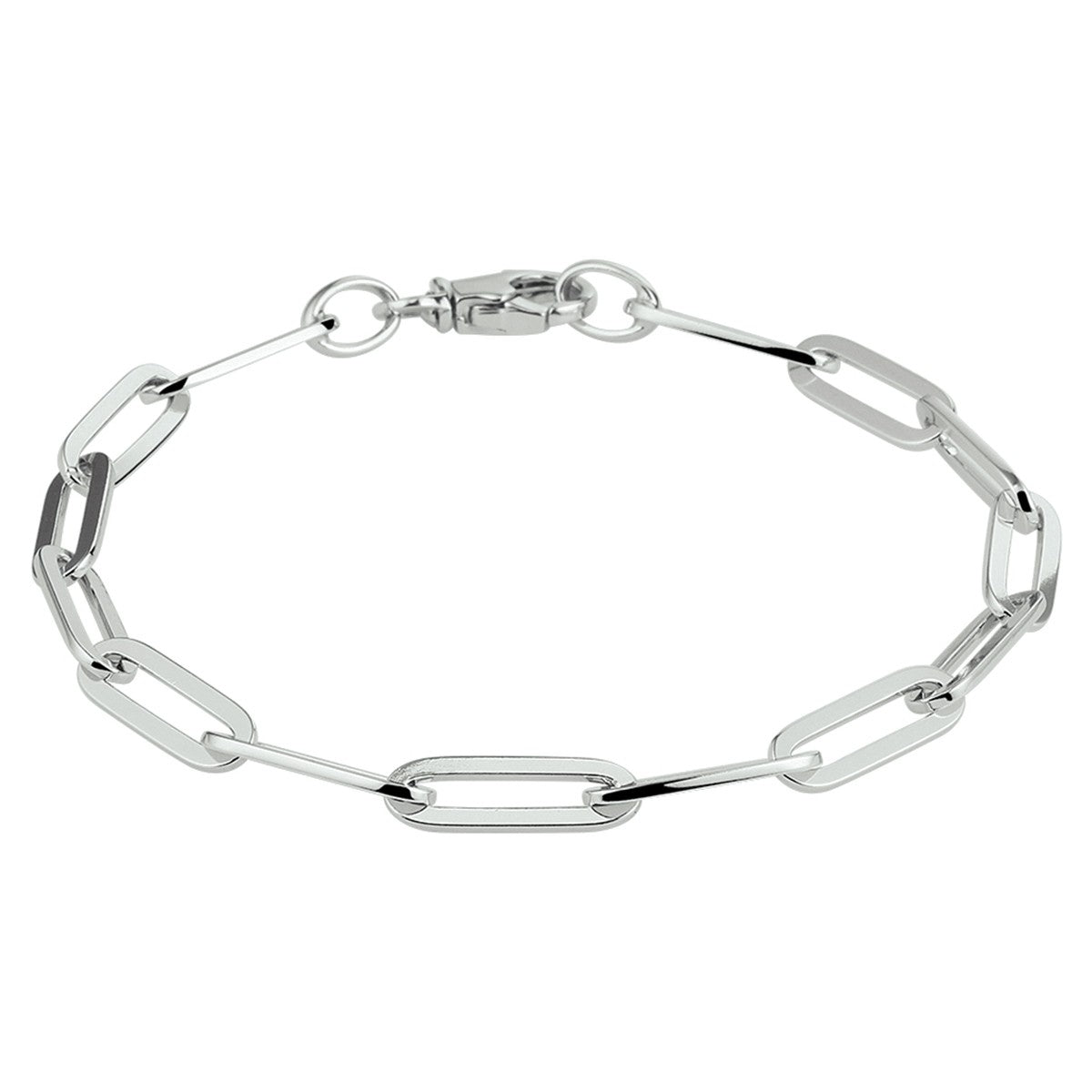 Fantasy Collection Armband paperclip vierkante buis 5,0 mm 19 cm zilver