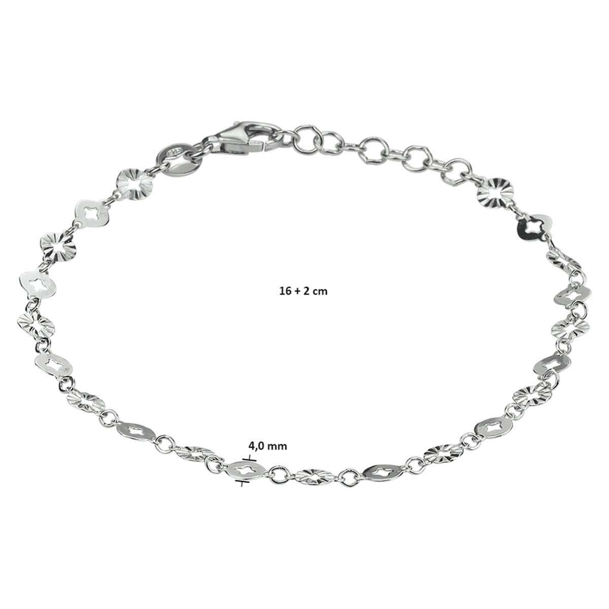 Fantasy Collection Armband rondjes 4,0 mm 16 + 2 cm zilver