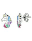 Zilveren oorknoppen eenhoorn - PSN1332786 - PansiteNederland.nl