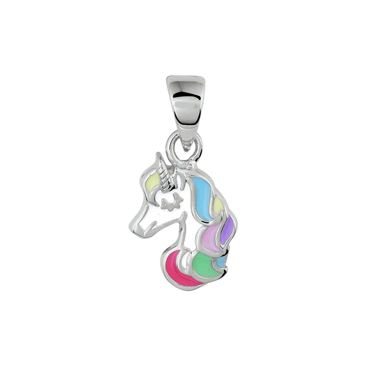 Fantasy Collection Hanger eenhoorn emaille 15 mm zilver