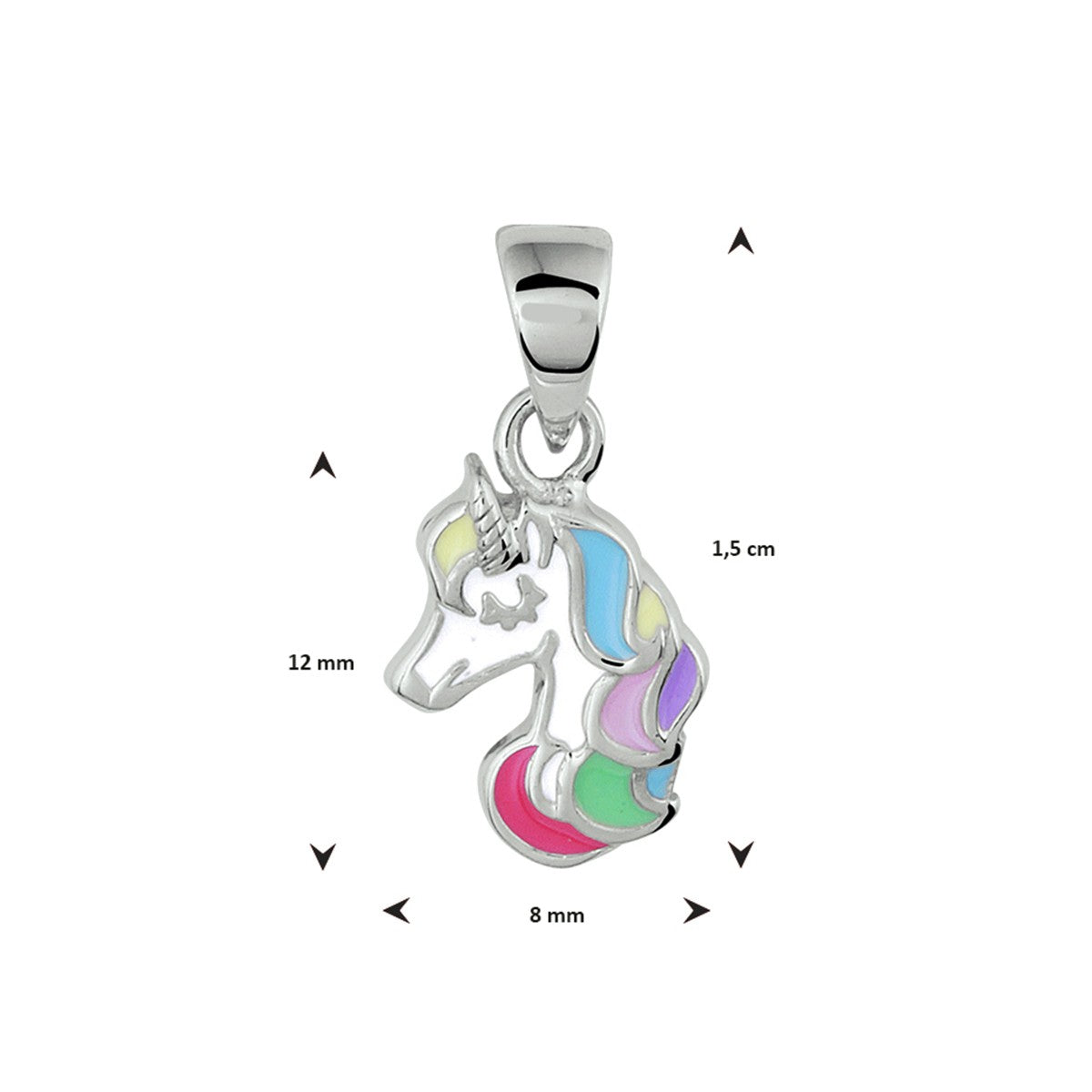 Fantasy Collection Hanger eenhoorn emaille 15 mm zilver