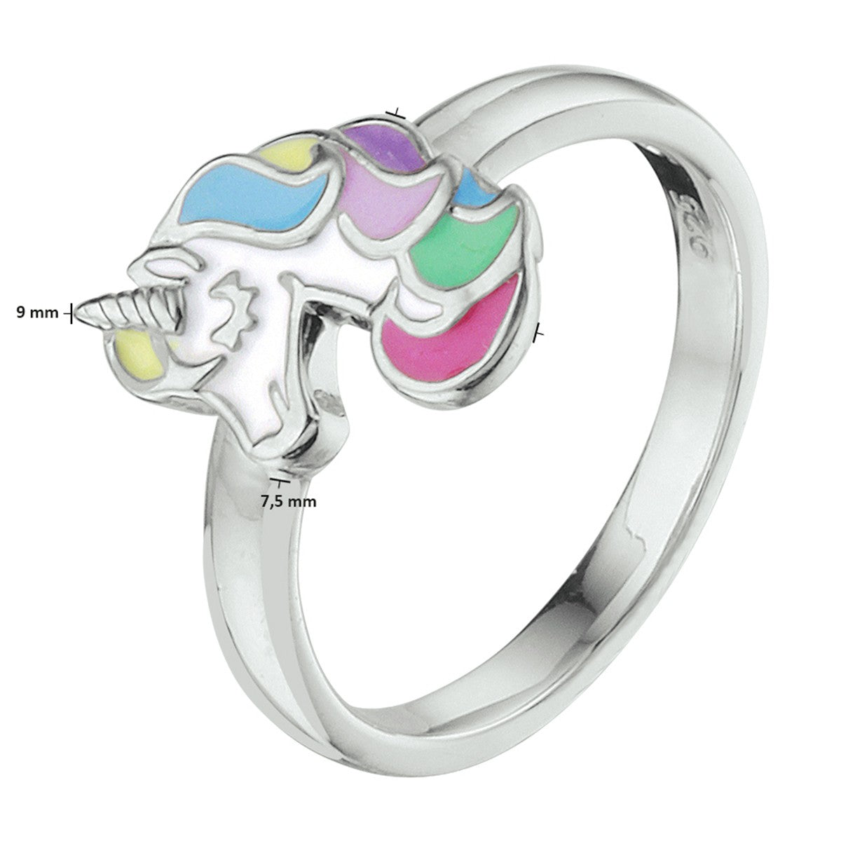 Fantasy Collection Ring eenhoorn emaille zilver