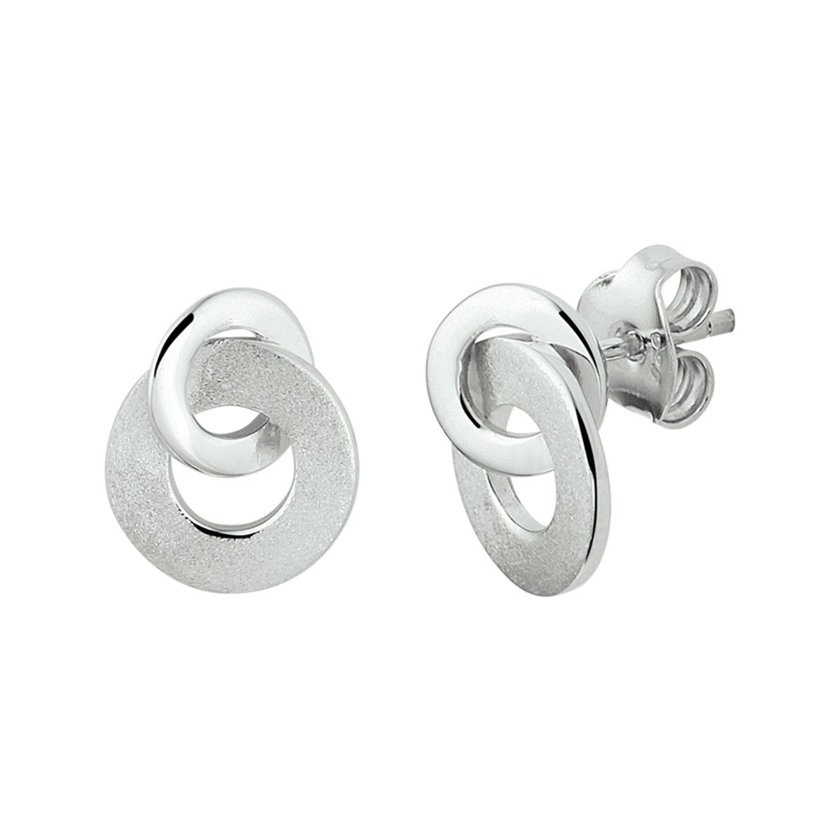 Fantasy Collection Oorbellen rond poli/mat zilver